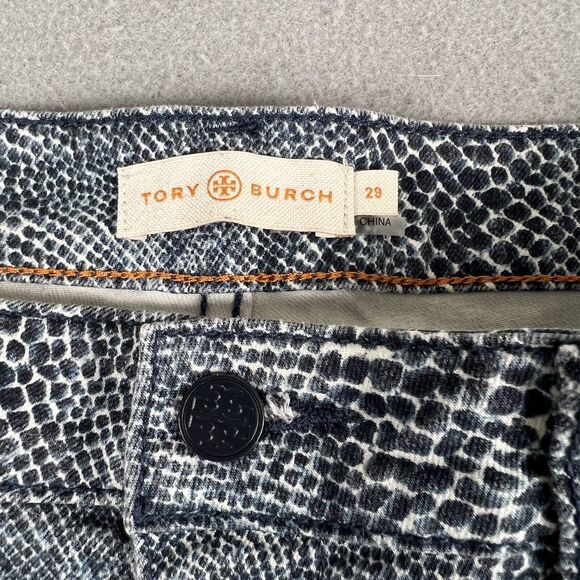 Tory Burch Blue Snake Skin Print Skinny Straight Leg Mid Rise Womens Jeans‎ 29 - Picture 16 of 16